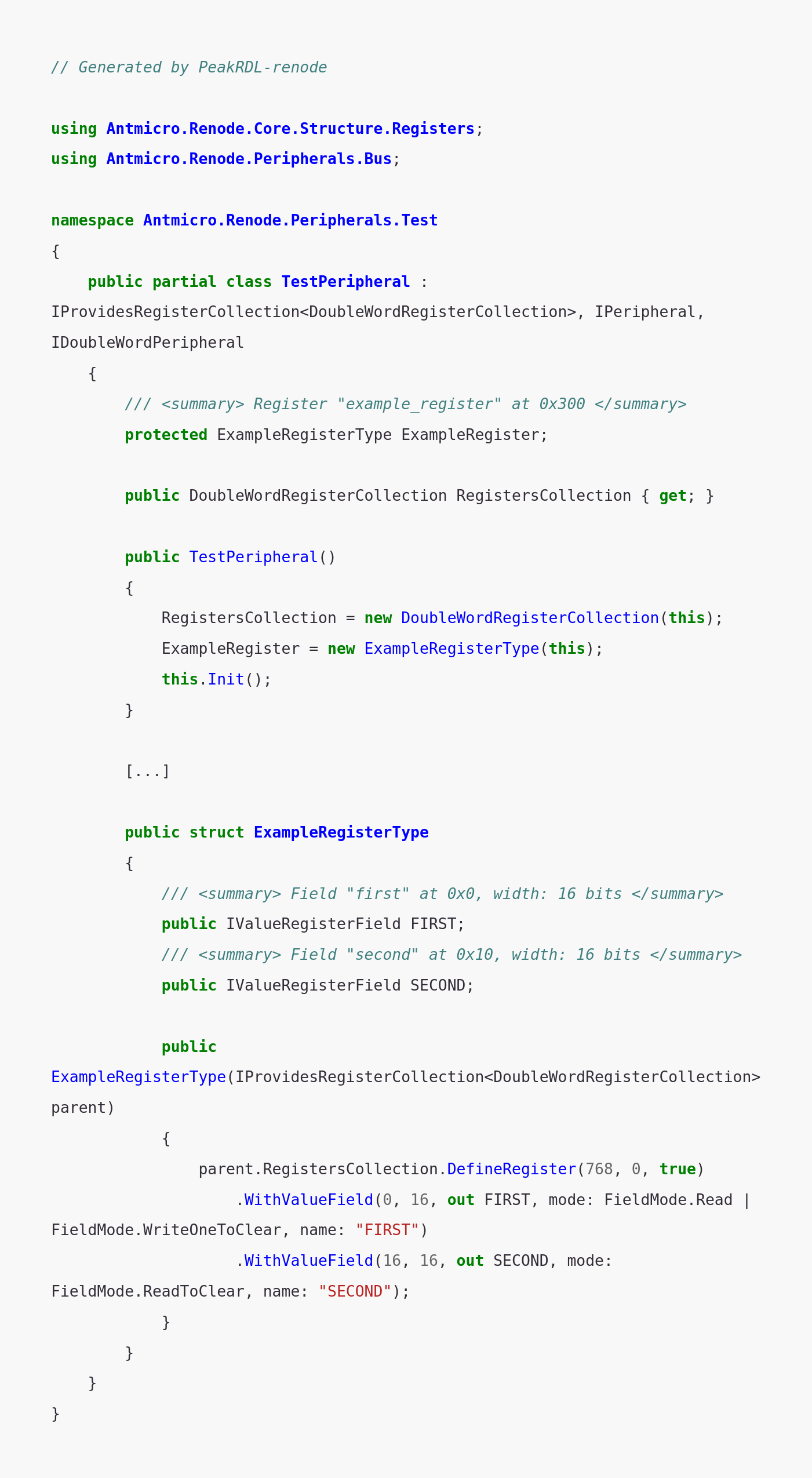 Renode model generated from the example file